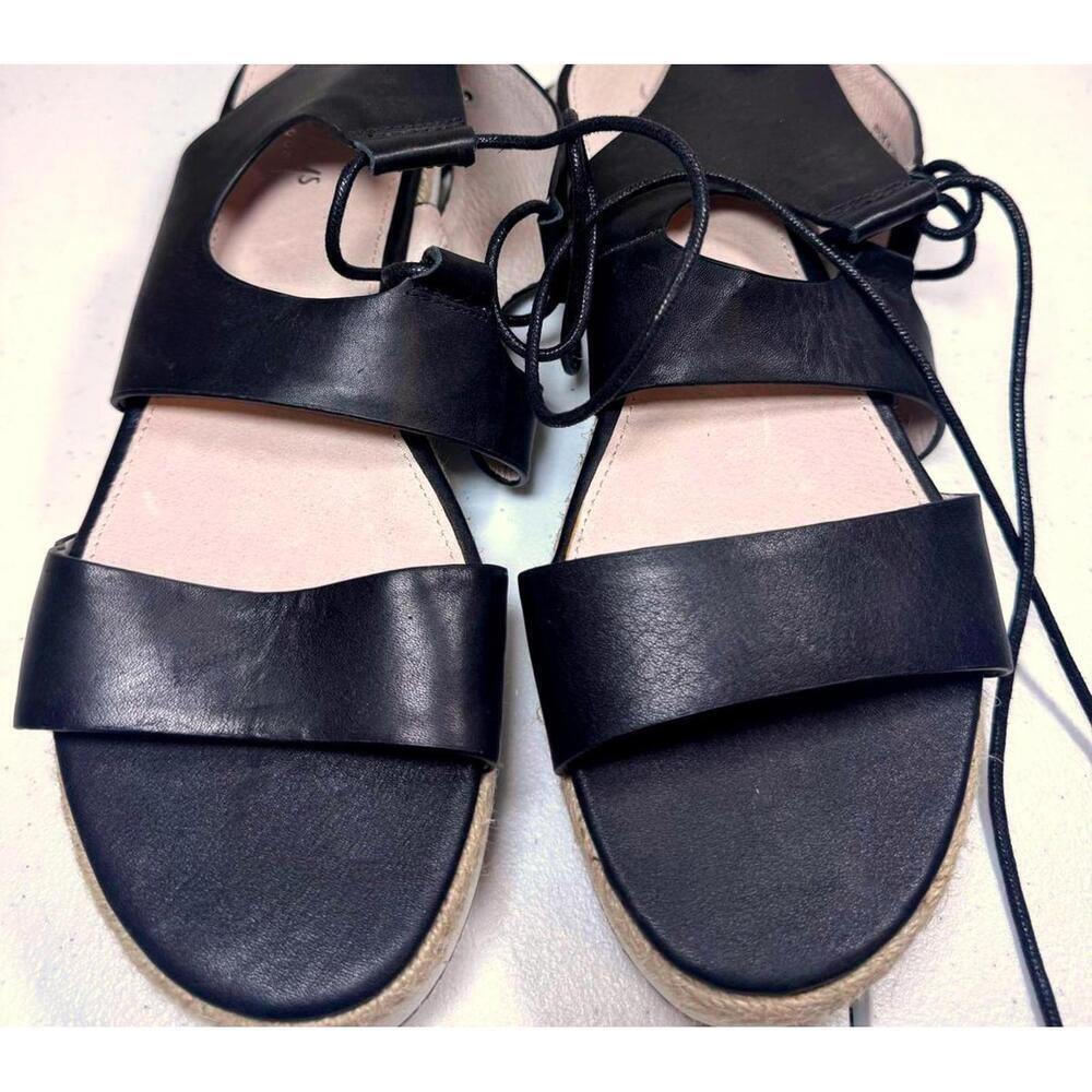 Stylish Black Leather Platform Sandals by Shellys